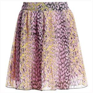 Ganni Pink and Yellow Leopard Print Skirt